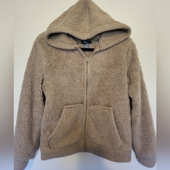 Lemite Women's Cozy teddy bear fleece  hooded jacket - Camel small - Picture 15 of 15